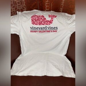 Vineyard Vines Valentines Whale Shirt Hearts White Long Sleeve Womens XL